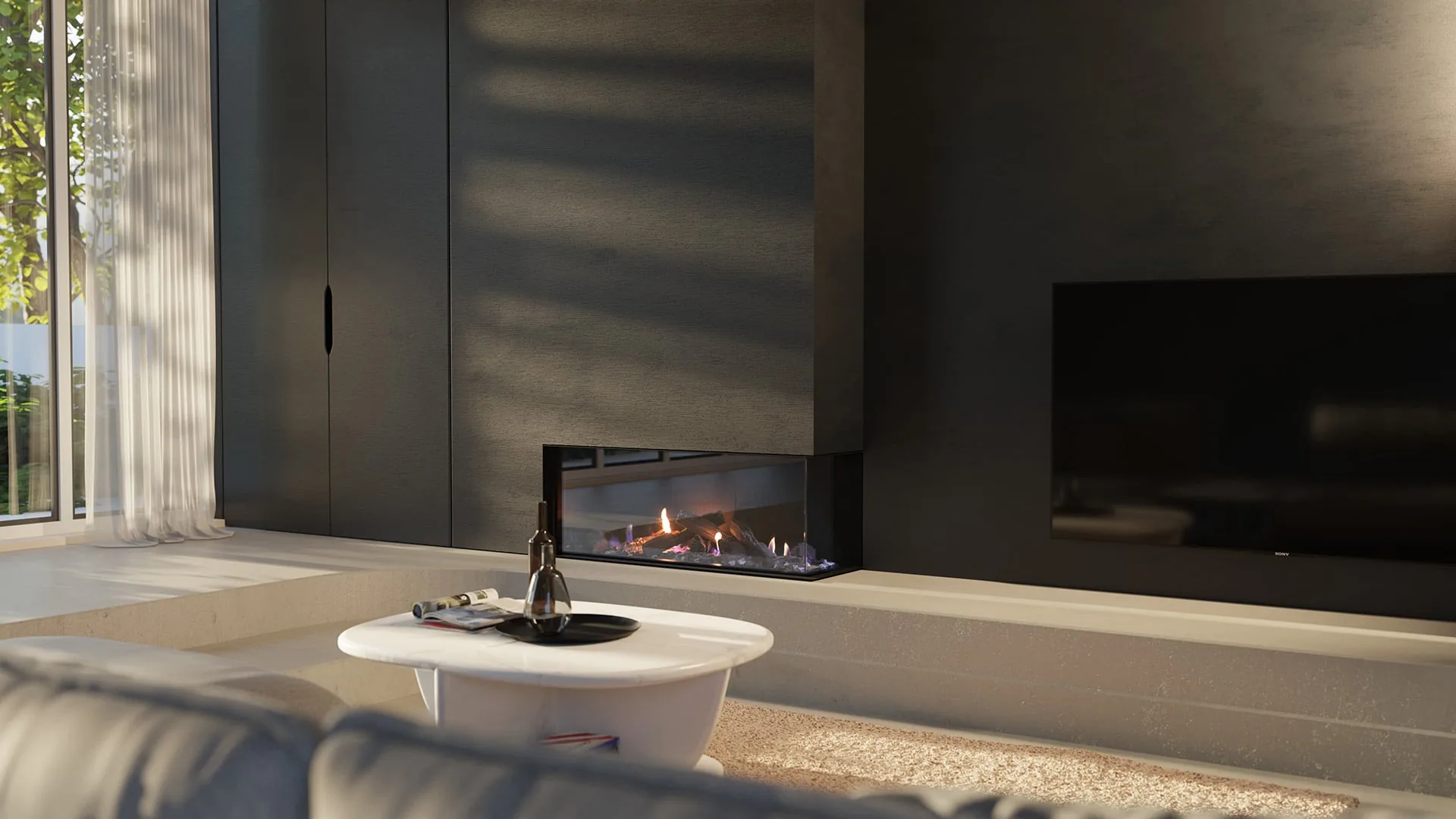 Escea DN1150 Corner gas fireplace