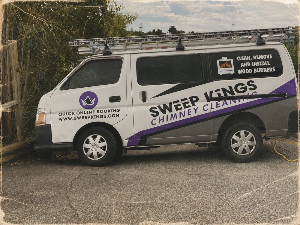 The Sweep Kings chimney cleaning van — Troy Sleep's business that merged into The Fire Shop in 2018